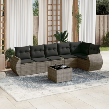 vidaXL 7 részes szürke polyrattan kerti ülőgarnitúra párnákkal kerti bútor