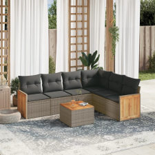 vidaXL 7 részes szürke polyrattan kerti ülőgarnitúra párnákkal kerti bútor
