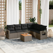 vidaXL 7 részes szürke polyrattan kerti ülőgarnitúra párnákkal kerti bútor