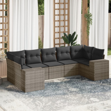 vidaXL 7 részes szürke polyrattan kerti ülőgarnitúra párnákkal kerti bútor