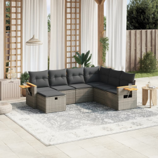 vidaXL 7 részes szürke polyrattan kerti ülőgarnitúra párnákkal kerti bútor