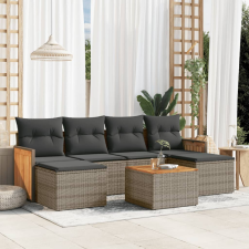 vidaXL 7 részes szürke polyrattan kerti ülőgarnitúra párnákkal kerti bútor
