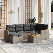 vidaXL 7 részes szürke polyrattan kerti ülőgarnitúra párnákkal kerti bútor