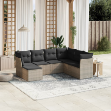 vidaXL 7 részes szürke polyrattan kerti ülőgarnitúra párnákkal kerti bútor