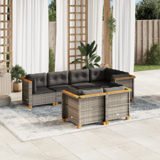 vidaXL 7 részes szürke polyrattan kerti ülőgarnitúra párnákkal kerti bútor