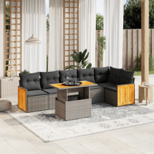 vidaXL 7 részes szürke polyrattan kerti ülőgarnitúra párnákkal kerti bútor