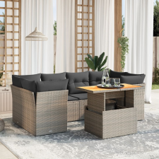 vidaXL 7 részes szürke polyrattan kerti ülőgarnitúra párnákkal kerti bútor