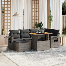vidaXL 7 részes szürke polyrattan kerti ülőgarnitúra párnákkal kerti bútor