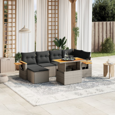 vidaXL 7 részes szürke polyrattan kerti ülőgarnitúra párnákkal kerti bútor