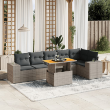 vidaXL 7 részes szürke polyrattan kerti ülőgarnitúra párnákkal kerti bútor