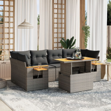 vidaXL 7 részes szürke polyrattan kerti ülőgarnitúra párnákkal kerti bútor