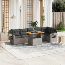 vidaXL 7 részes szürke polyrattan kerti ülőgarnitúra párnákkal kerti bútor