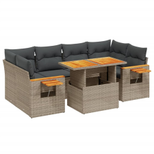 vidaXL 7 részes szürke polyrattan kerti ülőgarnitúra párnákkal kerti bútor