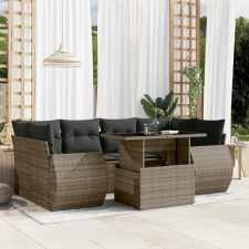 vidaXL 7 részes szürke polyrattan kerti ülőgarnitúra párnákkal kerti bútor