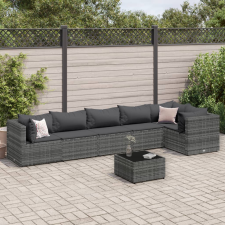 vidaXL 7 részes szürke polyrattan kerti ülőgarnitúra párnákkal kerti bútor