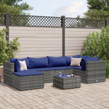 vidaXL 7 részes szürke polyrattan kerti ülőgarnitúra párnákkal kerti bútor