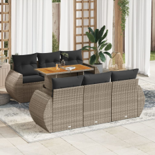 vidaXL 7 részes szürke polyrattan kerti ülőgarnitúra párnákkal kerti bútor