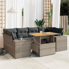 vidaXL 7 részes szürke polyrattan kerti ülőgarnitúra párnákkal kerti bútor