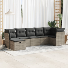 vidaXL 7 részes szürke polyrattan kerti ülőgarnitúra párnákkal kerti bútor