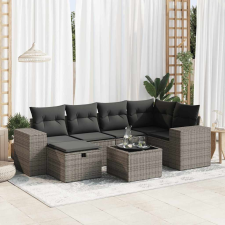 vidaXL 7 részes szürke polyrattan kerti ülőgarnitúra párnákkal kerti bútor