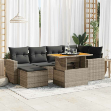 vidaXL 7 részes szürke polyrattan kerti ülőgarnitúra párnákkal kerti bútor