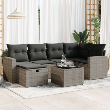 vidaXL 7 részes szürke polyrattan kerti ülőgarnitúra párnákkal kerti bútor