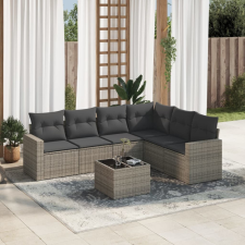 vidaXL 7 részes szürke polyrattan kerti ülőgarnitúra párnákkal kerti bútor