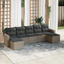 vidaXL 7 részes szürke polyrattan kerti ülőgarnitúra párnákkal kerti bútor