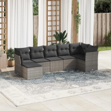 vidaXL 7 részes szürke polyrattan kerti ülőgarnitúra párnákkal kerti bútor