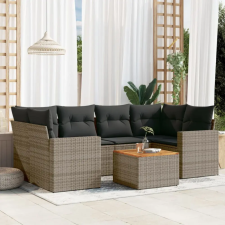 vidaXL 7 részes szürke polyrattan kerti ülőgarnitúra párnákkal kerti bútor