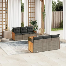 vidaXL 7 részes szürke polyrattan kerti ülőgarnitúra párnákkal kerti bútor