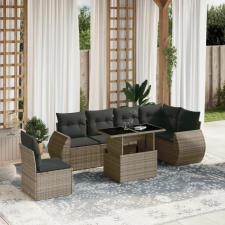vidaXL 7 részes szürke polyrattan kerti ülőgarnitúra párnákkal kerti bútor
