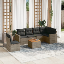 vidaXL 7 részes szürke polyrattan kerti ülőgarnitúra párnákkal kerti bútor