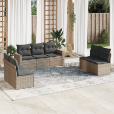 vidaXL 7 részes szürke polyrattan kerti ülőgarnitúra párnákkal kerti bútor