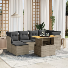 vidaXL 7 részes szürke polyrattan kerti ülőgarnitúra párnákkal kerti bútor