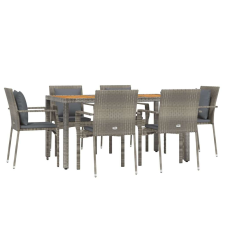 vidaXL 7-részes szürke polyrattan kerti ülőgarnitúra párnákkal kerti bútor