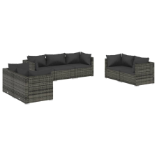 vidaXL 7 részes szürke polyrattan kerti ülőgarnitúra párnákkal (3102269) kerti bútor