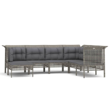 vidaXL 7 részes szürke polyrattan kerti ülőgarnitúra párnákkal (3187558) kerti bútor