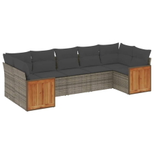 vidaXL 7 részes szürke polyrattan kerti ülőgarnitúra párnákkal (3227950) kerti bútor
