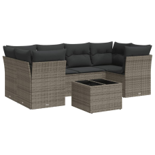 vidaXL 7 részes szürke polyrattan kerti ülőgarnitúra párnákkal (3249109) kerti bútor