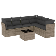 vidaXL 7 részes szürke polyrattan kerti ülőgarnitúra párnákkal (3249529) kerti bútor