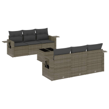 vidaXL 7 részes szürke polyrattan kerti ülőgarnitúra párnákkal (3252247) kerti bútor