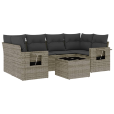 vidaXL 7 részes szürke polyrattan kerti ülőgarnitúra párnákkal (3252257) kerti bútor