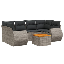 vidaXL 7 részes szürke polyrattan kerti ülőgarnitúra párnákkal (3257236) kerti bútor