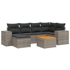 vidaXL 7 részes szürke polyrattan kerti ülőgarnitúra párnákkal (3257880) kerti bútor