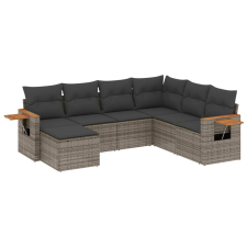 vidaXL 7 részes szürke polyrattan kerti ülőgarnitúra párnákkal (3259449) kerti bútor