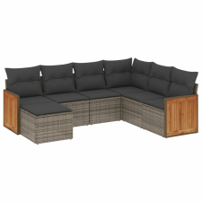 vidaXL 7 részes szürke polyrattan kerti ülőgarnitúra párnákkal (3260289) kerti bútor