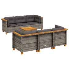 vidaXL 7 részes szürke polyrattan kerti ülőgarnitúra párnákkal (3261738) kerti bútor