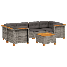 vidaXL 7 részes szürke polyrattan kerti ülőgarnitúra párnákkal (3261744) kerti bútor