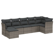 vidaXL 7 részes szürke polyrattan kerti ülőgarnitúra párnákkal (3263196) kerti bútor